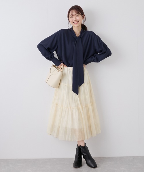 ROPE' PICNIC（ロペピクニック）の「着丈が選べるペーパーライクドットティアードスカート（スカート・レディース・ブラック/オフホワイト・38/T38）」の17枚目の写真