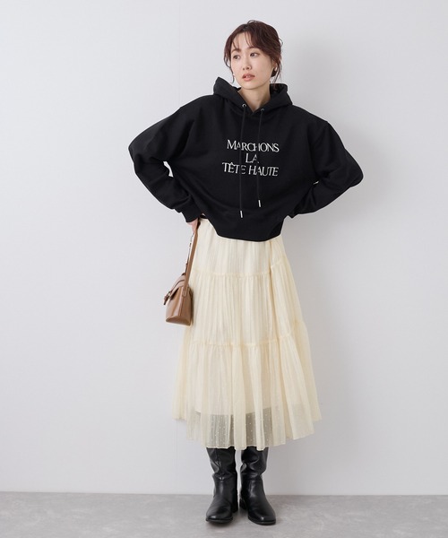 ROPE' PICNIC（ロペピクニック）の「着丈が選べるペーパーライクドットティアードスカート（スカート・レディース・ブラック/オフホワイト・38/T38）」の19枚目の写真