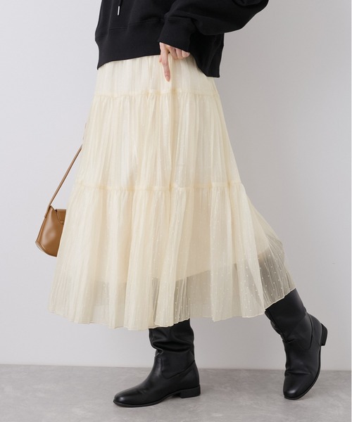 ROPE' PICNIC（ロペピクニック）の「着丈が選べるペーパーライクドットティアードスカート（スカート・レディース・ブラック/オフホワイト・38/T38）」の20枚目の写真