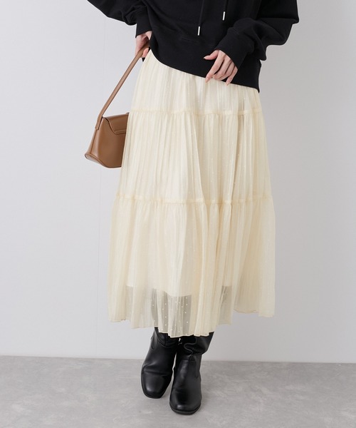 ROPE' PICNIC（ロペピクニック）の「着丈が選べるペーパーライクドットティアードスカート（スカート・レディース・ブラック/オフホワイト・38/T38）」の21枚目の写真