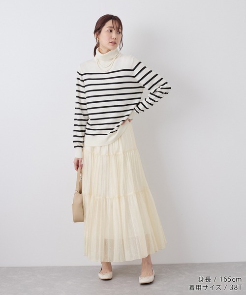 ROPE' PICNIC（ロペピクニック）の「着丈が選べるペーパーライクドットティアードスカート（スカート・レディース・ブラック/オフホワイト・38/T38）」の22枚目の写真