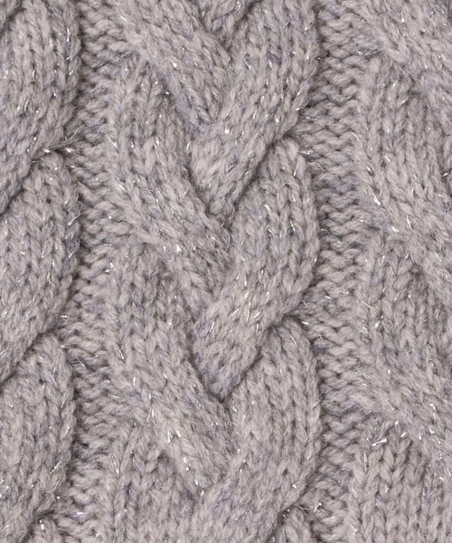 NOLLEY’S（ノーリーズ）の「◇【WEB限定】ラメケーブル両Vネックプルオーバーニット（ニット/セーター・レディース・グレー/オフホワイト・FREE）」の7枚目の写真