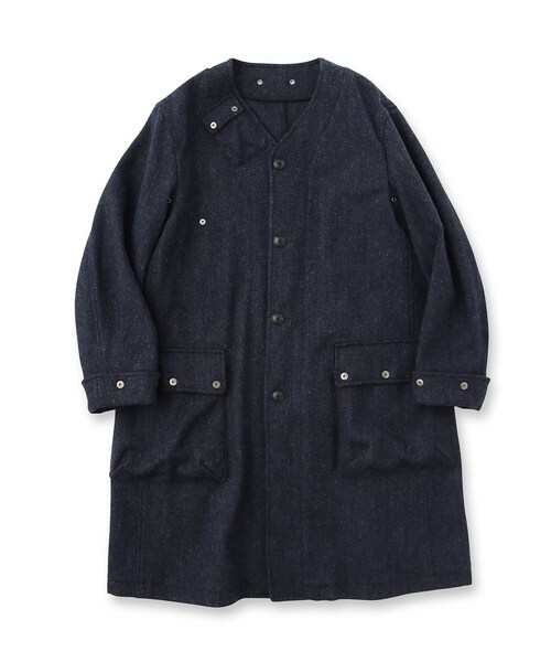 40ｃｔ＆525（フォーティーカラッツアンドゴーニーゴ）の「◆ウールヘリンボン ノーカラーコート（ノーカラーコート・メンズ・チャコールグレー/ネイビー・04/03/02/01）」の3枚目の写真