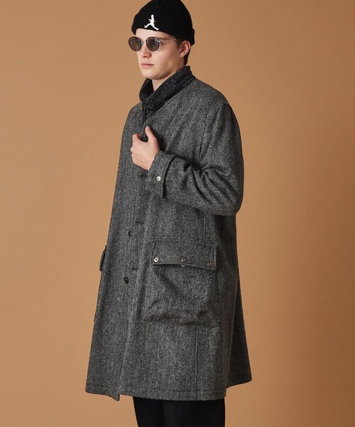 40ｃｔ＆525（フォーティーカラッツアンドゴーニーゴ）の「◆ウールヘリンボン ノーカラーコート（ノーカラーコート・メンズ・チャコールグレー/ネイビー・04/03/02/01）」の4枚目の写真