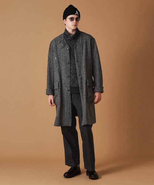 40ｃｔ＆525（フォーティーカラッツアンドゴーニーゴ）の「◆ウールヘリンボン ノーカラーコート（ノーカラーコート・メンズ・チャコールグレー/ネイビー・04/03/02/01）」の6枚目の写真