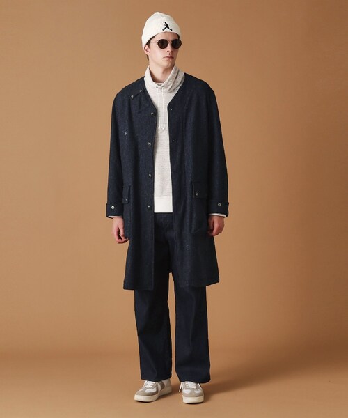 セール】ウールヘリンボン ノーカラーコート（ノーカラーコート