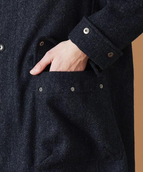 40ｃｔ＆525（フォーティーカラッツアンドゴーニーゴ）の「◆ウールヘリンボン ノーカラーコート（ノーカラーコート・メンズ・チャコールグレー/ネイビー・04/03/02/01）」の21枚目の写真