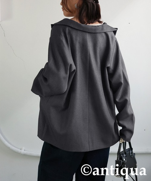 antiqua(アンティカ)の「チェストホールジャケット(テーラードジャケット・レディース・チャコールグレー/ブラック・ONESIZE)」の15枚目の写真