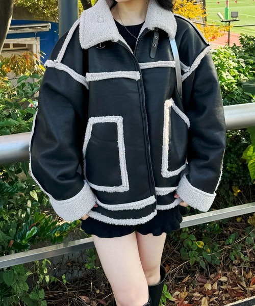frunco フェイクレザーボアブルゾン アイボリー frunco フェイクレザーボアブルゾン アイボリー最高 の