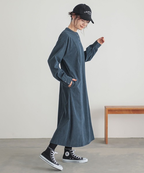 n'OrLABEL（ノアールレーベル）の「『コーデュロイワンピース』（ワンピース・レディース・スミクロ/カーキ/ネイビー・FREE）」の4枚目の写真