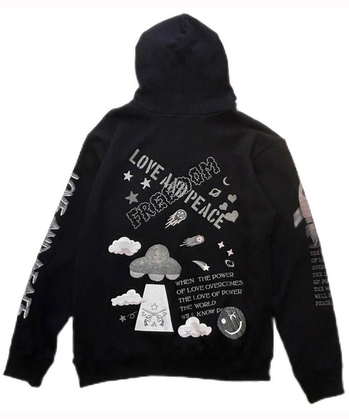 roarguns（ロアーガンズ）の「DINOSAUR HOODIE（パーカー・メンズ・ブラック×ホワイト・3/4）」の5枚目の写真