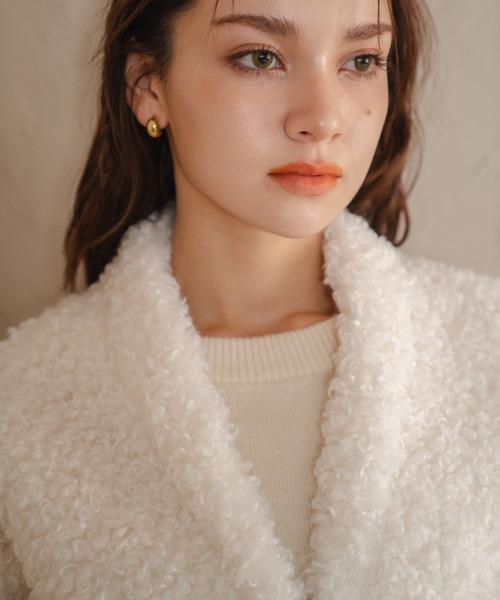 Nu（ニュー）の「【Nu】Vネックボアジャケット（ブルゾン・レディース・ベージュ/オフホワイト・M）」の14枚目の写真