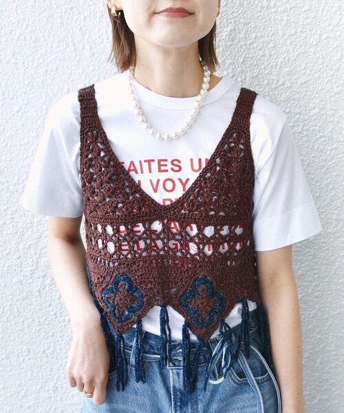 LOGAN knitting mills(ローガンニッティングミルズ)の「LOGAN KNITTING MILLS:〈手洗い可能〉モール ビスチェ(ニット/セーター・レディース・ナチュラル/ブラウン・ONE SIZE)」の12枚目の写真