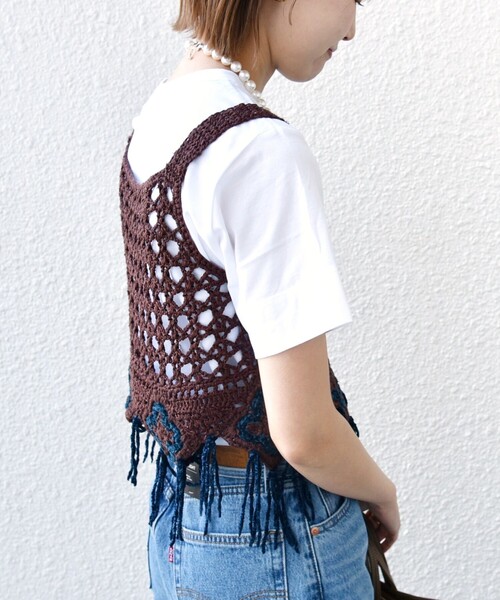 LOGAN knitting mills(ローガンニッティングミルズ)の「LOGAN KNITTING MILLS:〈手洗い可能〉モール ビスチェ(ニット/セーター・レディース・ナチュラル/ブラウン・ONE SIZE)」の14枚目の写真