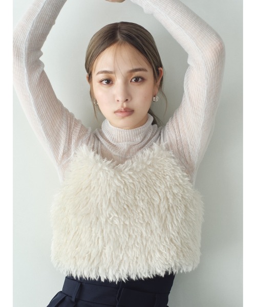 FRAYI.D Ecopel ブラックファーキャミソール