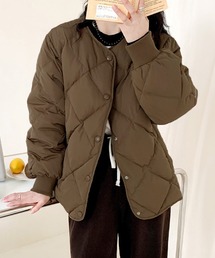 by LEGNA(バイレグナ)の中綿入りノーカラーキルティングジャケット(ノーカラージャケット)