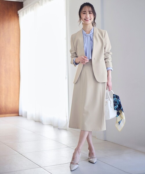 ANY SIS（エニィスィス）の「【洗える】褒めらレディノーカラー ジャケット（ノーカラージャケット・レディース・ライトグレー系6/ネイビー系/ベージュ系・3/2/1）」の5枚目の写真