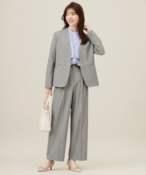 ANY SIS（エニィスィス）の「【洗える】褒めらレディノーカラー ジャケット（ノーカラージャケット・レディース・ライトグレー系6/ネイビー系/ベージュ系・3/2/1）」の7枚目の写真