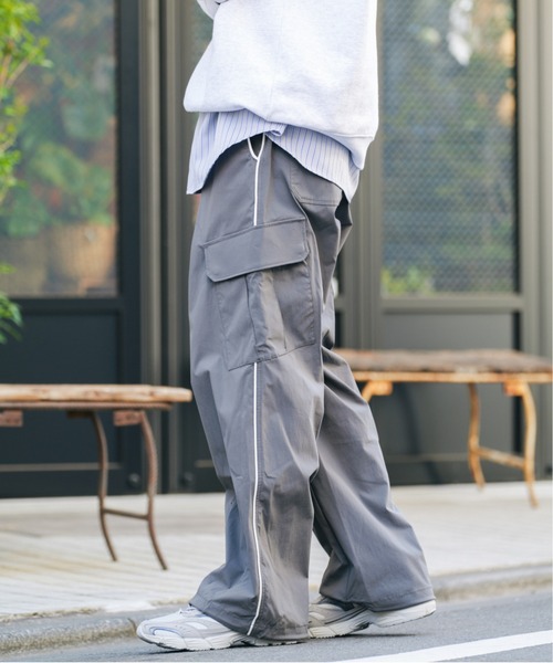セール】サイドライン/ナイロンワイドカーゴパンツ【セットアップ対応