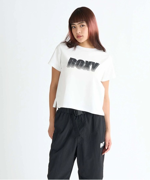 ROXY（ロキシー）の「JIGGY WITH IT /ロキシーロゴクロップド丈半袖Tシャツ（Tシャツ/カットソー・レディース・ホワイト/ブラック/ミント・MEDIUM/LARGE/SMALL）」の2枚目の写真