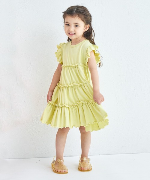 pairmanon（ペアマノン）の「【綿100%】配色メローティアードワンピース（ワンピース・キッズ・ライトブルー/ピンク系その他/グリーン系その他/テラコッタ/ブラウン・140/100/120/130/110/150/90）」の4枚目の写真