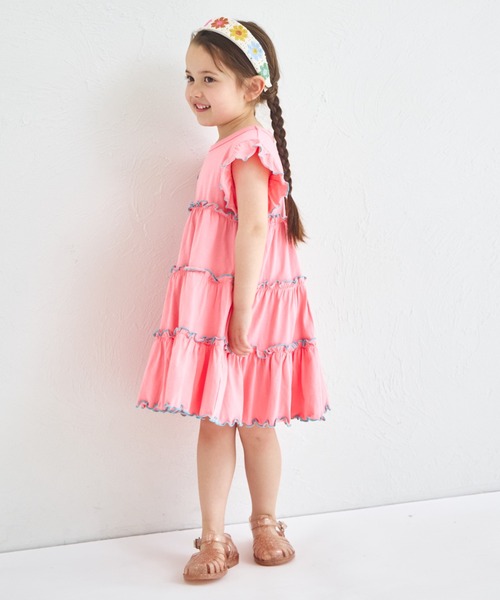 pairmanon（ペアマノン）の「【綿100%】配色メローティアードワンピース（ワンピース・キッズ・ライトブルー/ピンク系その他/グリーン系その他/テラコッタ/ブラウン・140/100/120/130/110/150/90）」の12枚目の写真