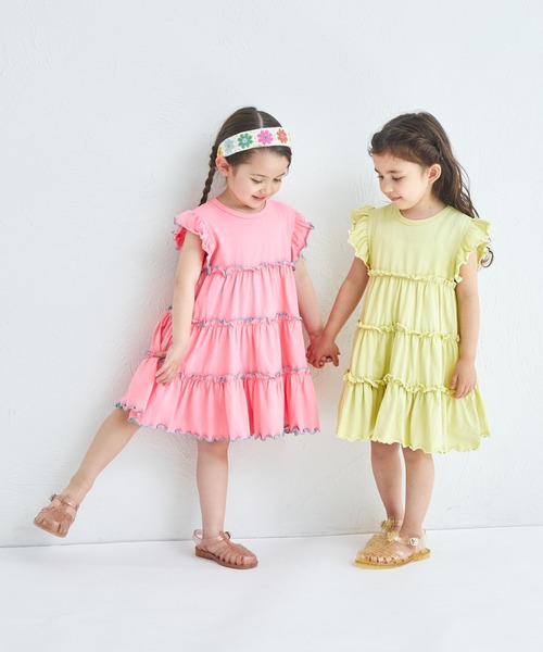 pairmanon（ペアマノン）の「【綿100%】配色メローティアードワンピース（ワンピース・キッズ・ライトブルー/ピンク系その他/グリーン系その他/テラコッタ/ブラウン・140/100/120/130/110/150/90）」の13枚目の写真