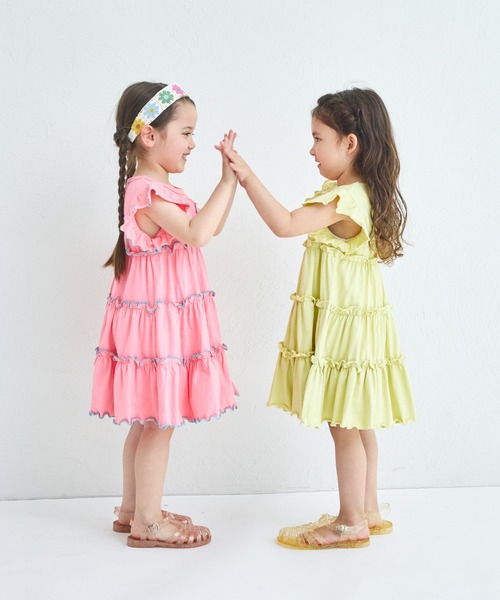 pairmanon（ペアマノン）の「【綿100%】配色メローティアードワンピース（ワンピース・キッズ・ライトブルー/ピンク系その他/グリーン系その他/テラコッタ/ブラウン・140/100/120/130/110/150/90）」の15枚目の写真