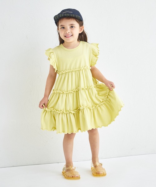 pairmanon（ペアマノン）の「【綿100%】配色メローティアードワンピース（ワンピース・キッズ・ライトブルー/ピンク系その他/グリーン系その他/テラコッタ/ブラウン・140/100/120/130/110/150/90）」の6枚目の写真