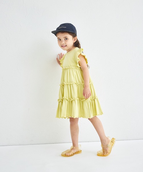 pairmanon（ペアマノン）の「【綿100%】配色メローティアードワンピース（ワンピース・キッズ・ライトブルー/ピンク系その他/グリーン系その他/テラコッタ/ブラウン・140/100/120/130/110/150/90）」の9枚目の写真