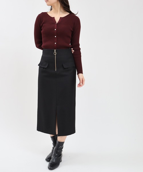 TRUDEA(トルディア)の「ウールライクハーフジップタイトスカート(スカート・レディース・ライトグレー/ブラック/アイボリー・SMALL/MEDIUM/LARGE)」の4枚目の写真