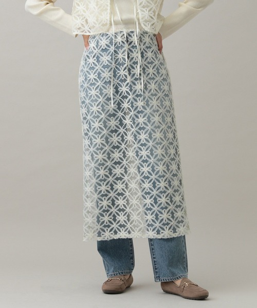 GLOBAL WORK(グローバルワーク)の「MATINEE LINE/レースレイヤードスカート/288806(スカート・レディース・アイボリー/ブラック・LARGE/MEDIUM)」の7枚目の写真