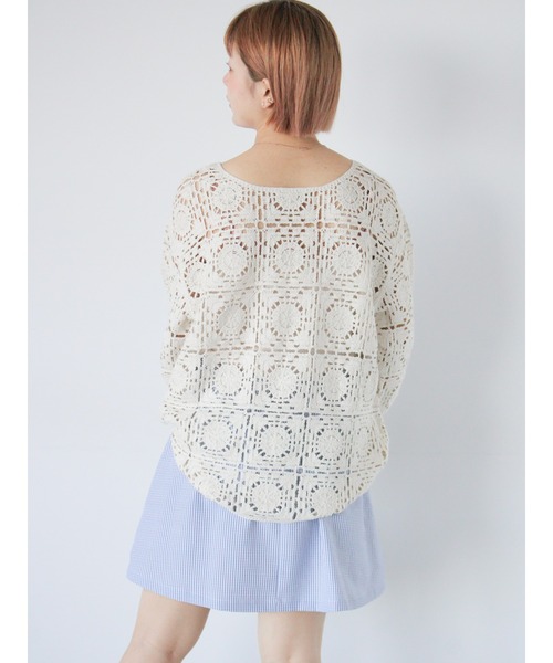 ehka sopo(エヘカソポ)の「かぎ針風プルオーバー(ニット/セーター・レディース・ブラック/グレー/キナリ・F)」の5枚目の写真