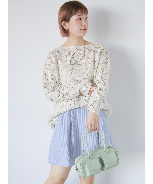 ehka sopo(エヘカソポ)の「かぎ針風プルオーバー(ニット/セーター・レディース・ブラック/グレー/キナリ・F)」の6枚目の写真