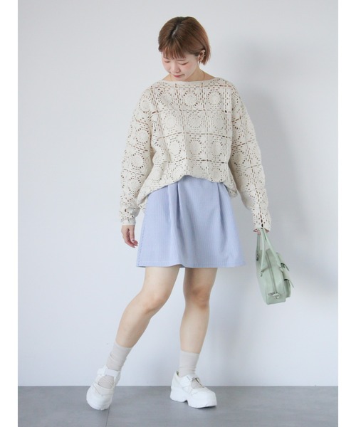 ehka sopo(エヘカソポ)の「かぎ針風プルオーバー(ニット/セーター・レディース・ブラック/グレー/キナリ・F)」の8枚目の写真