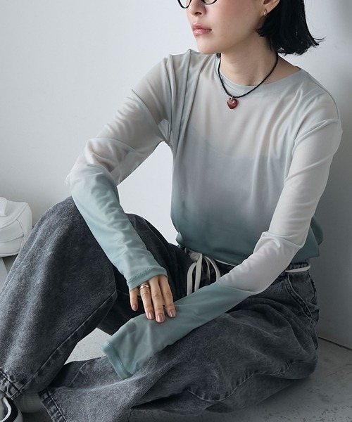 希少デザイン プリーツプリーズ ダイヤモンド柄 グラデーション トップス L相当 希少デザイン プリーツプリーズ ダイヤモンド柄 グラデーション