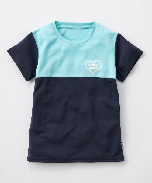 FILA(フィラ)の「配色切替えドライ素材Tシャツ(Tシャツ/カットソー・キッズ・オフホワイト/ネイビー・130/140/150/160)」の2枚目の写真