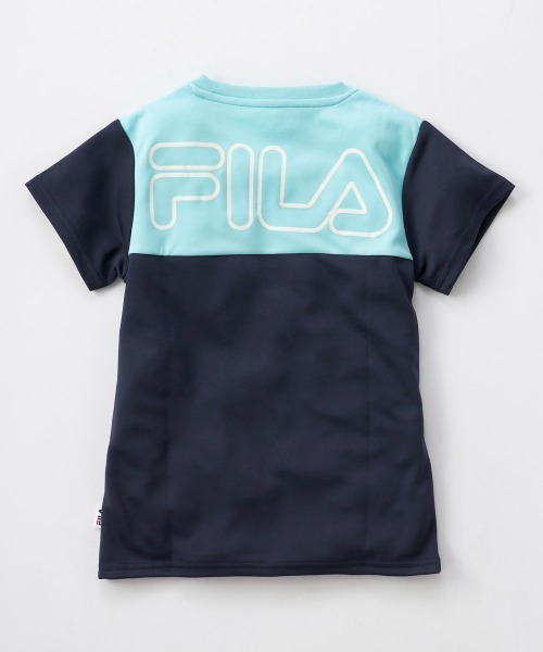 FILA(フィラ)の「配色切替えドライ素材Tシャツ(Tシャツ/カットソー・キッズ・オフホワイト/ネイビー・130/140/150/160)」の6枚目の写真