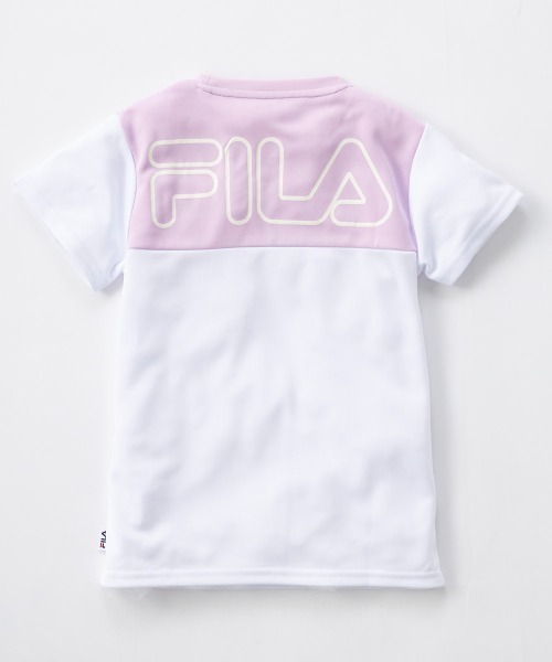 FILA(フィラ)の「配色切替えドライ素材Tシャツ(Tシャツ/カットソー・キッズ・オフホワイト/ネイビー・130/140/150/160)」の3枚目の写真