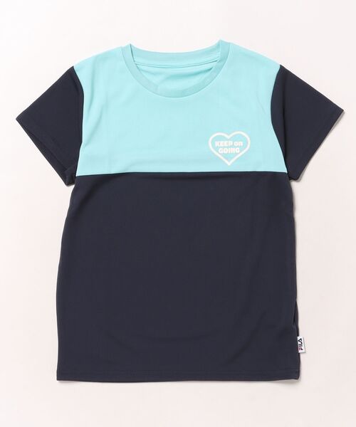 FILA(フィラ)の「配色切替えドライ素材Tシャツ(Tシャツ/カットソー・キッズ・オフホワイト/ネイビー・130/140/150/160)」の10枚目の写真