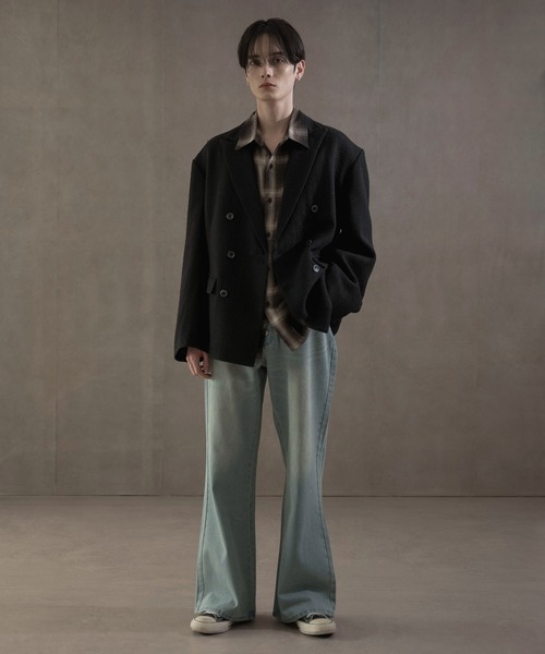 LUCY（ルーシー）の「LUCY/ボタンフライローライズフレアデニム（デニムパンツ・メンズ・ブラック系3/スカイブルー・LARGE/MEDIUM）」の3枚目の写真