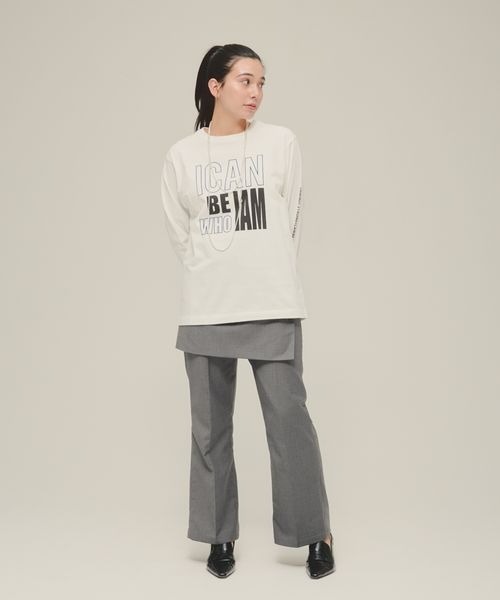 eL（エル）の「【eL】Who I am Logo Tee LS/287475（Tシャツ/カットソー・レディース・ホワイト/ネイビー・FREE）」の4枚目の写真