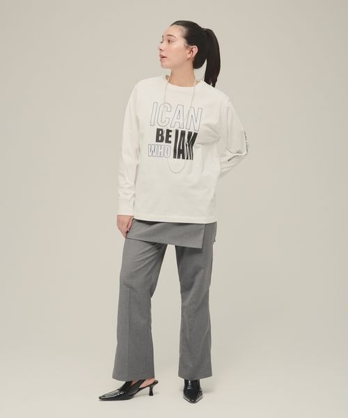 eL（エル）の「【eL】Who I am Logo Tee LS/287475（Tシャツ/カットソー・レディース・ホワイト/ネイビー・FREE）」の5枚目の写真