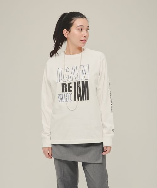 eL（エル）の「【eL】Who I am Logo Tee LS/287475（Tシャツ/カットソー・レディース・ホワイト/ネイビー・FREE）」の7枚目の写真