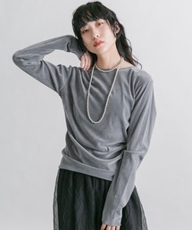 KBF | シアーベロアドレープトップス(Tシャツ/カットソー)