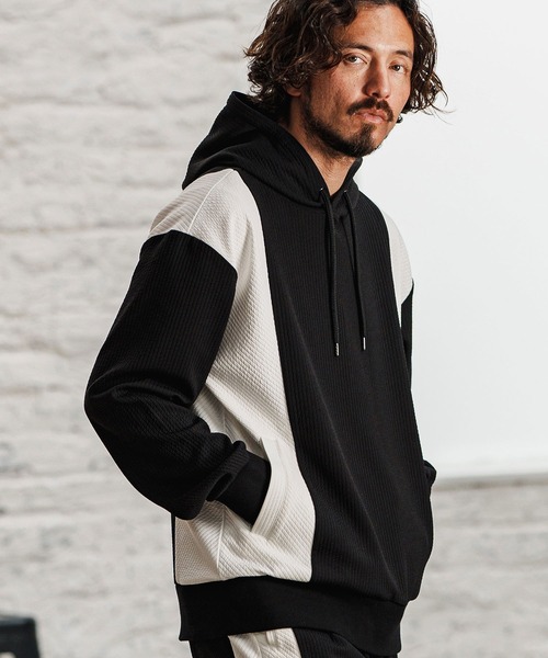 felkod(フィルコッド)の「mpa3726- Cord Jersey Parka パーカー(パーカー・メンズ・ホワイト/ブラック/ホワイト×ブラック・L/M/S)」の3枚目の写真