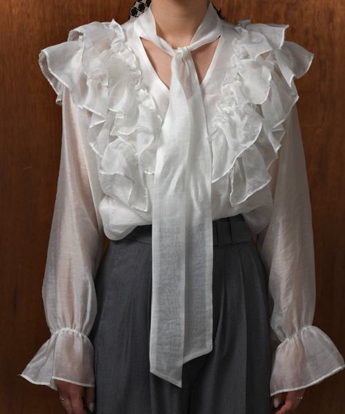 double frill ribbon blouse / ダブルフリルリボンブラウス 【公式通販】