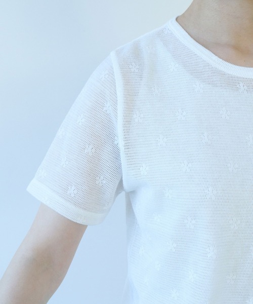 bulle de savon(ビュルデサボン)の「△hana×mesh ジャガード 半袖プルオーバー(Tシャツ/カットソー・レディース・カーキ/チャコールグレー/ホワイト/キナリ・FREE)」の22枚目の写真