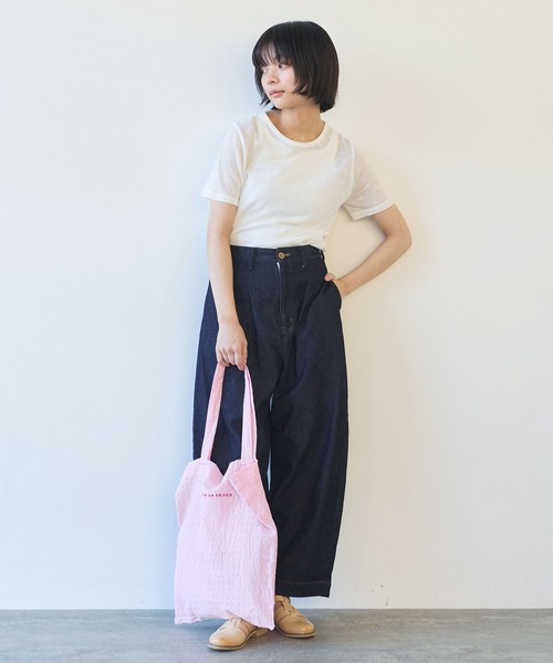 bulle de savon(ビュルデサボン)の「△hana×mesh ジャガード 半袖プルオーバー(Tシャツ/カットソー・レディース・カーキ/チャコールグレー/ホワイト/キナリ・FREE)」の13枚目の写真