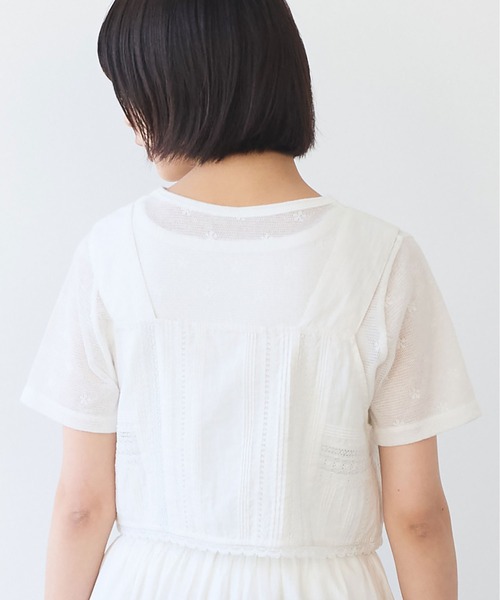 bulle de savon(ビュルデサボン)の「△hana×mesh ジャガード 半袖プルオーバー(Tシャツ/カットソー・レディース・カーキ/チャコールグレー/ホワイト/キナリ・FREE)」の10枚目の写真